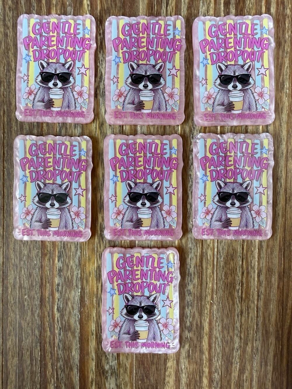 7 Pc Gentle Parenting Dropout Acrylic Flatbacks